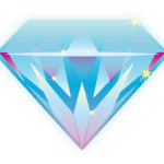 Imagem colorida azulada de um diamante com sua base para cima, sugerindo as faces da Maturidade, do Livro-arbítrio e da sabedoria